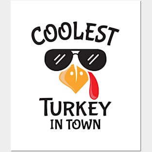 Coolest Turkey - Thanksgiving Toddler Kids Boys Posters and Art